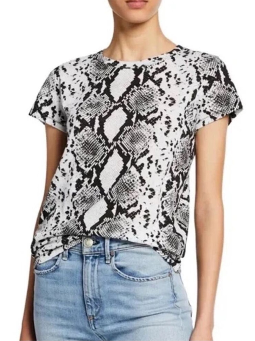 Rag & Bone snake print short sleeve T shirt black white medium